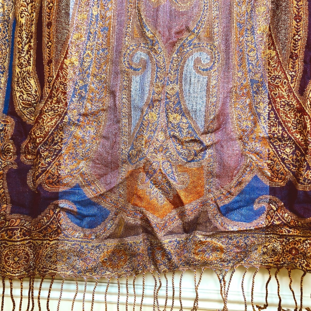 Scarf - Tapestry, Multi Colored w/gold Lurex